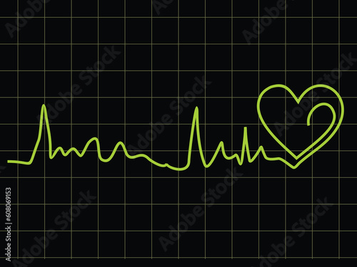 abstract heart beat chart  with black background
