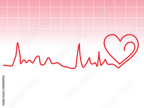 abstract heart beat with pink background