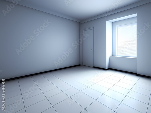 empty room interior with white walls and floor. 3d rendering