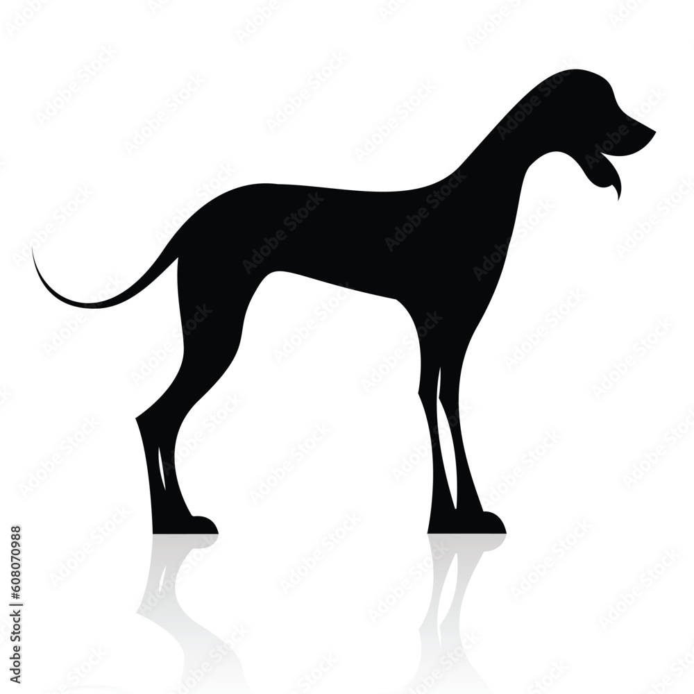illustration of black dog silhouette on isolated background