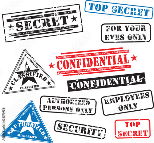 Various security rubber stamps (top secret, confidential etc.)