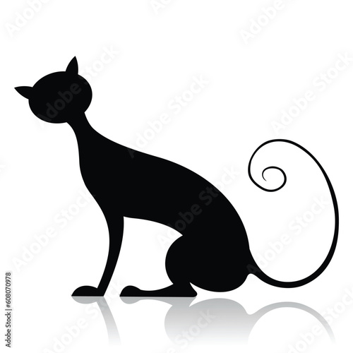 illustration of black cat silhouette on isolated background