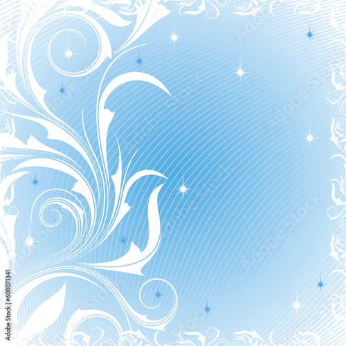 Blue background with snowflake and frosty patterns