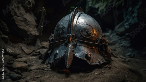 helmet of a medieval knight. Generative AI