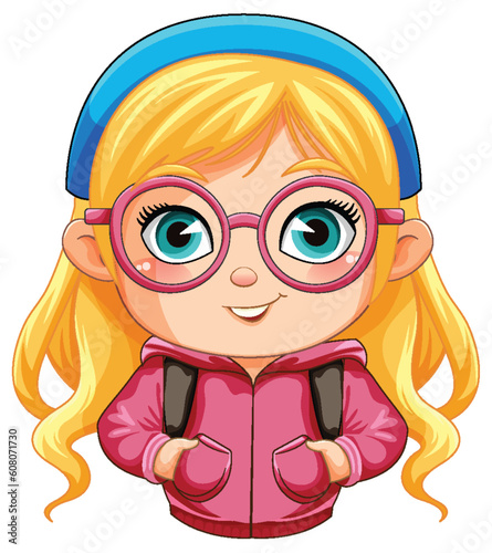 Cute nerdy girl cartoon character