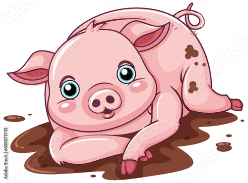 Cute pig cartoon character