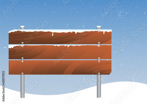 vector illustration of a snowy signboard