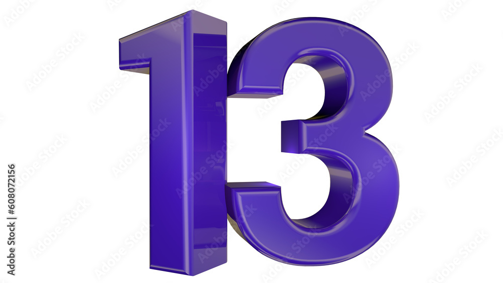 Obraz premium Purple 3d number 13