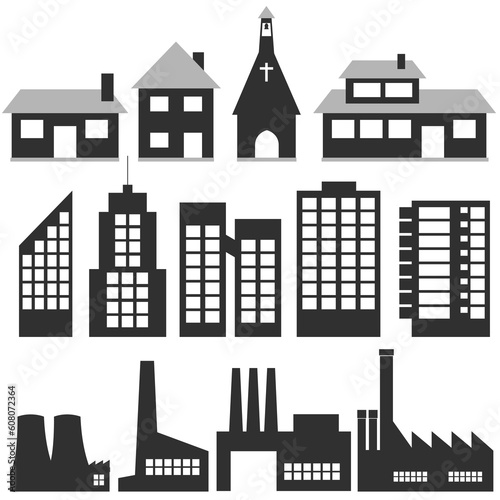 vector set of various buildings