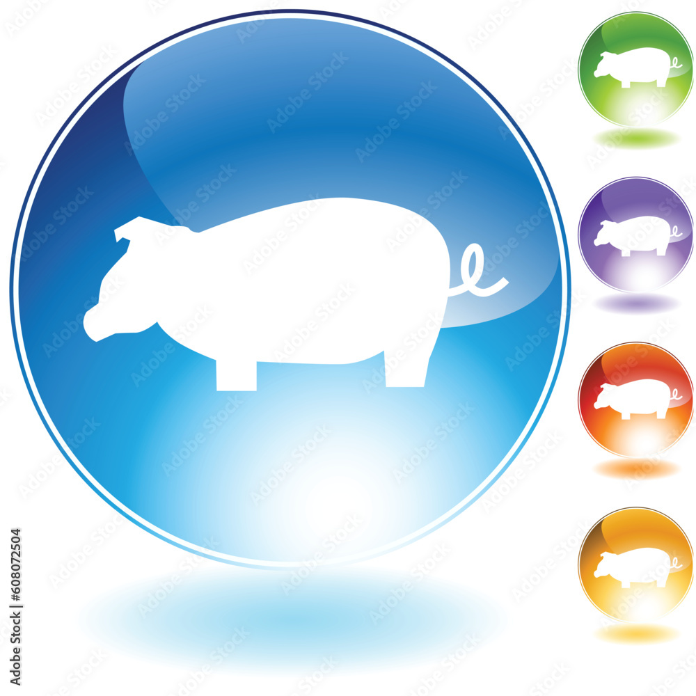 Pig crystal icon isolated on a white background. Pig crystal icon isolated on a white background.