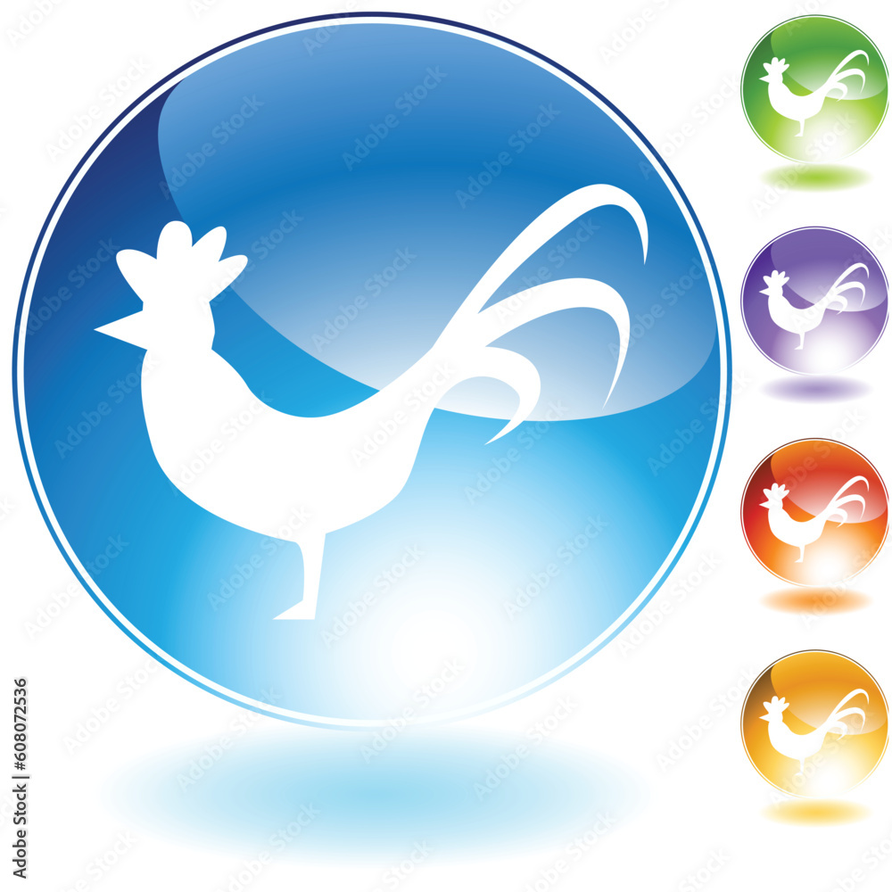 Rooster crystal icon isolated on a white background. Rooster crystal icon isolated on a white background.