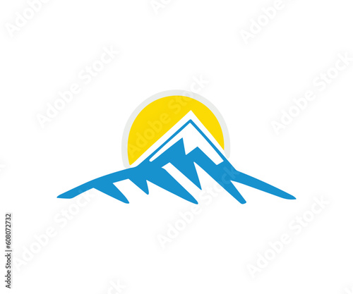 Mountains and sun logo landscape deisgn cartoon