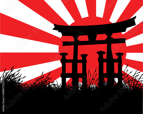 vector illustration of a torii gate from japan