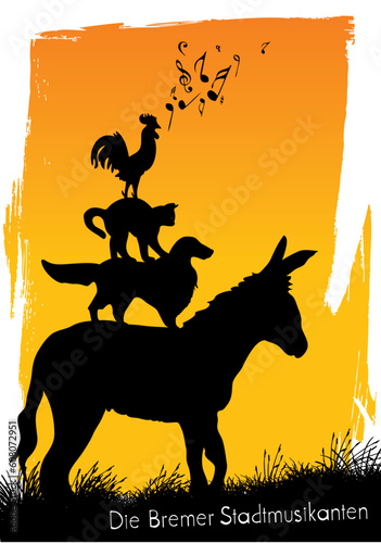 vector illustration of the Bremen town musicians