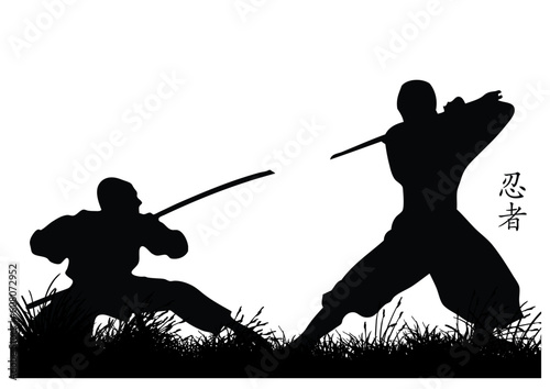 vector silhouette of two ninjas
