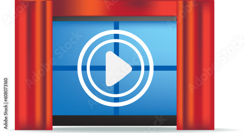 cinema or movie theatre screen with red curtains