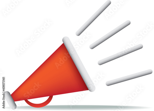 bright red directors megaphone icon on white background