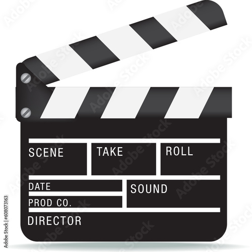 clapperboard film industry icon on white background
