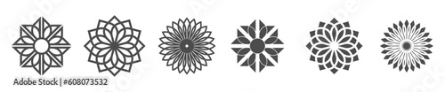 Set of floral icon in flat design. Abstract flower icons isolated on white background.