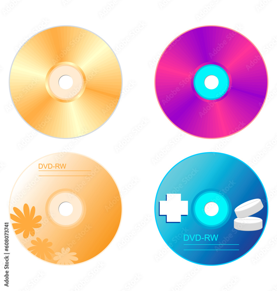 Realistic illustration set DVD disk with both sides - vector Realistic illustration set DVD disk with both sides - vector