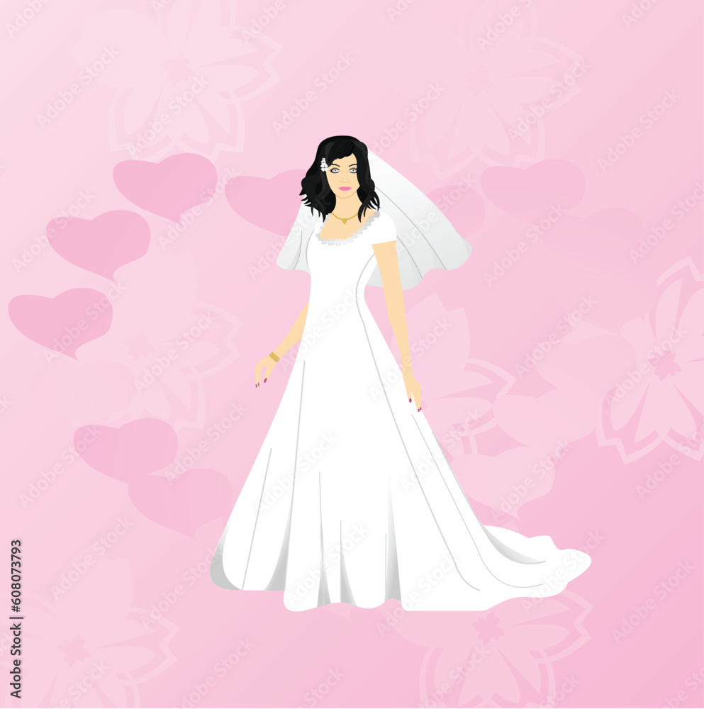 Vector illustration of beauty bride on pink background Vector illustration of beauty bride on pink background