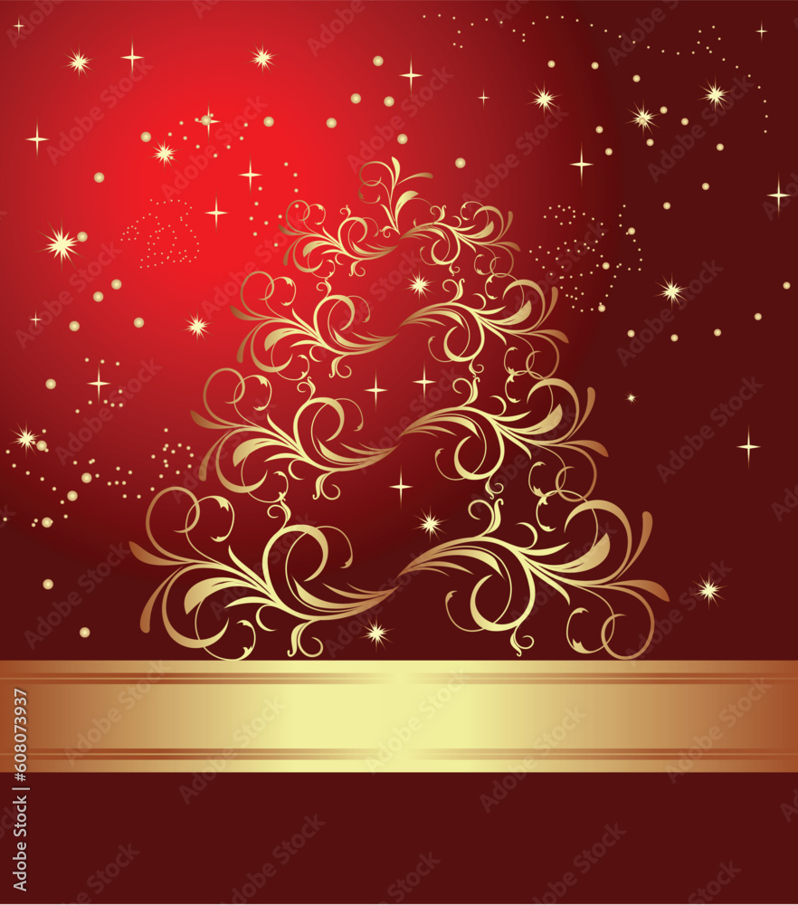 Celebration card with abstract christmas floral tree. Vector Celebration card with abstract christmas floral tree. Vector