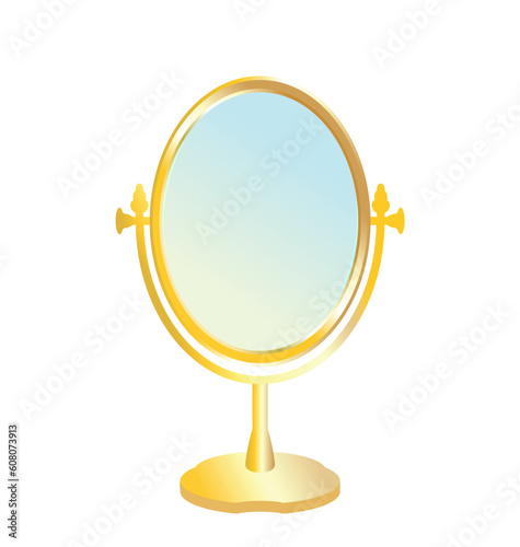 Realistic illustration of gold mirror isolated on white background - vector