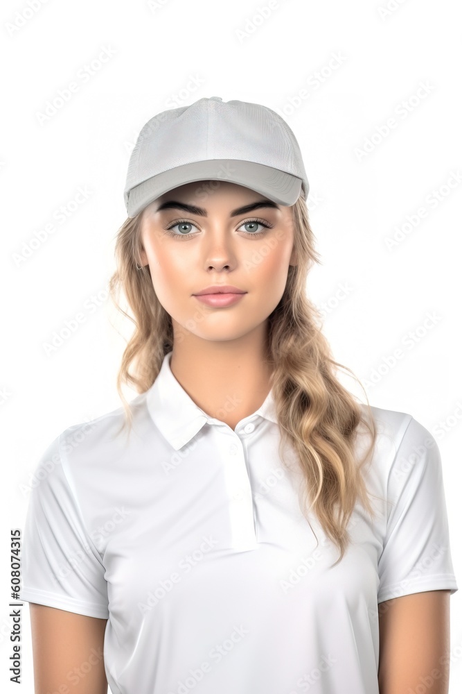 Portrait a beautiful golfer isolated on white AI Generative Portrait a beautiful golfer isolated on white AI Generative