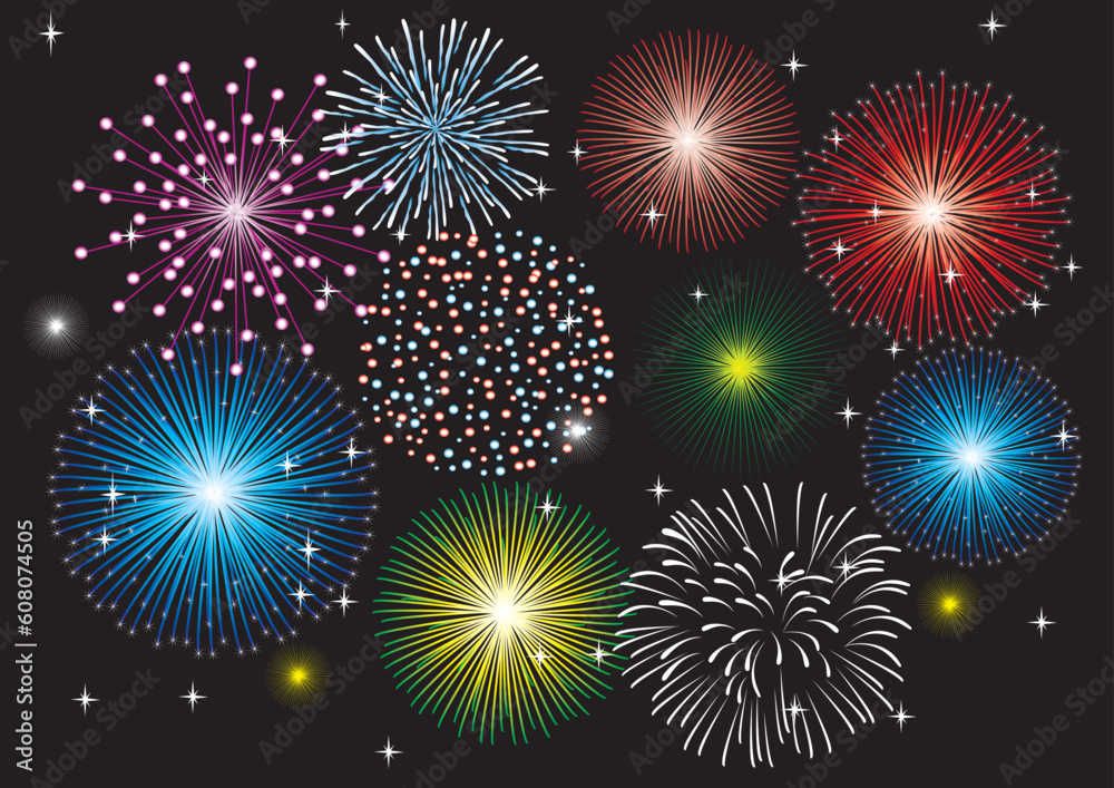 Fototapeta premium vector fireworks in the dark sky