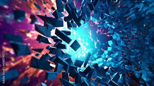 Background with abstract geometric design. design with crushing surface for explosions. 3D representation. GENERATE AI