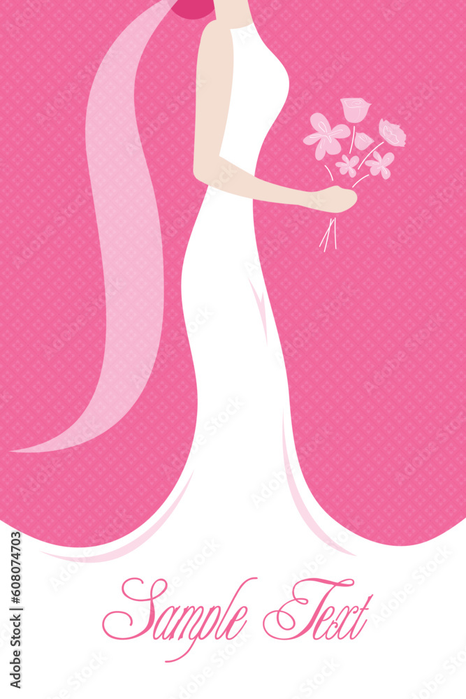illustration of bride with a wedding bouquet illustration of bride with a wedding bouquet