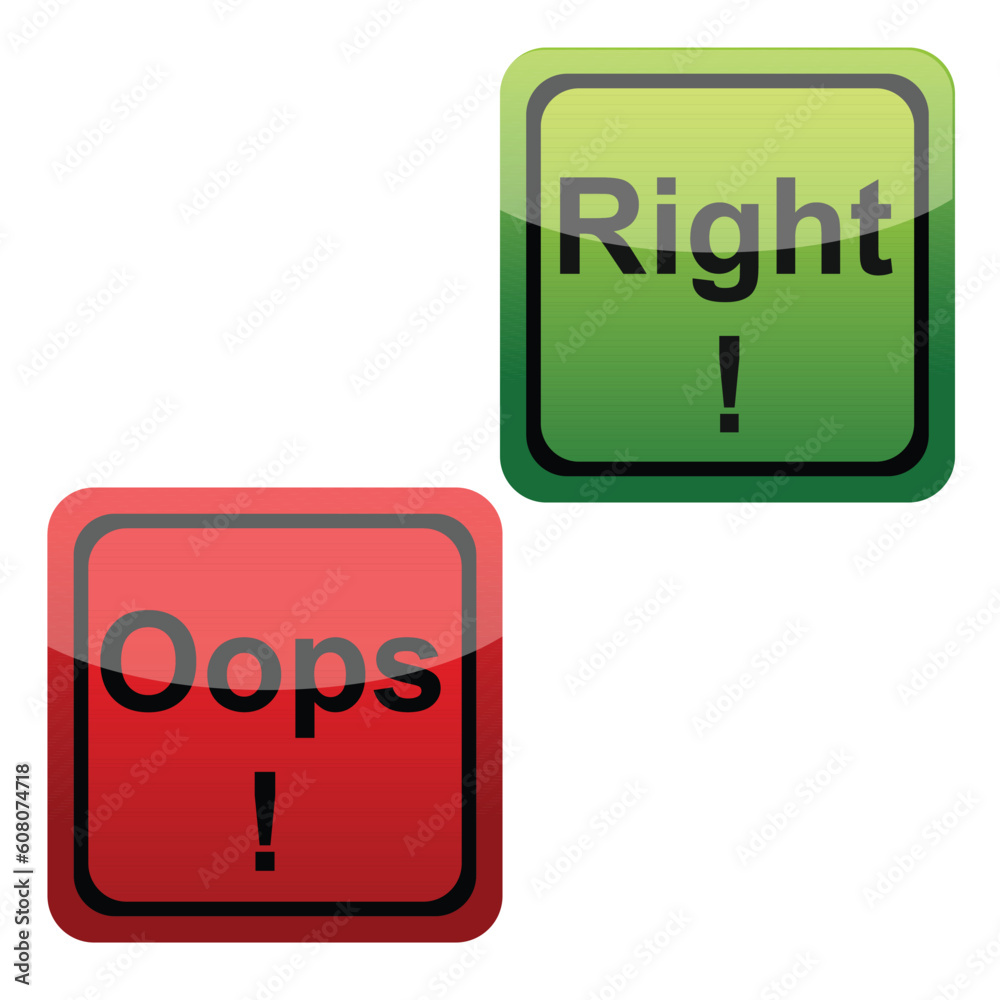 illustration of set of oops and right icons n isolated background illustration of set of oops and right icons n isolated background