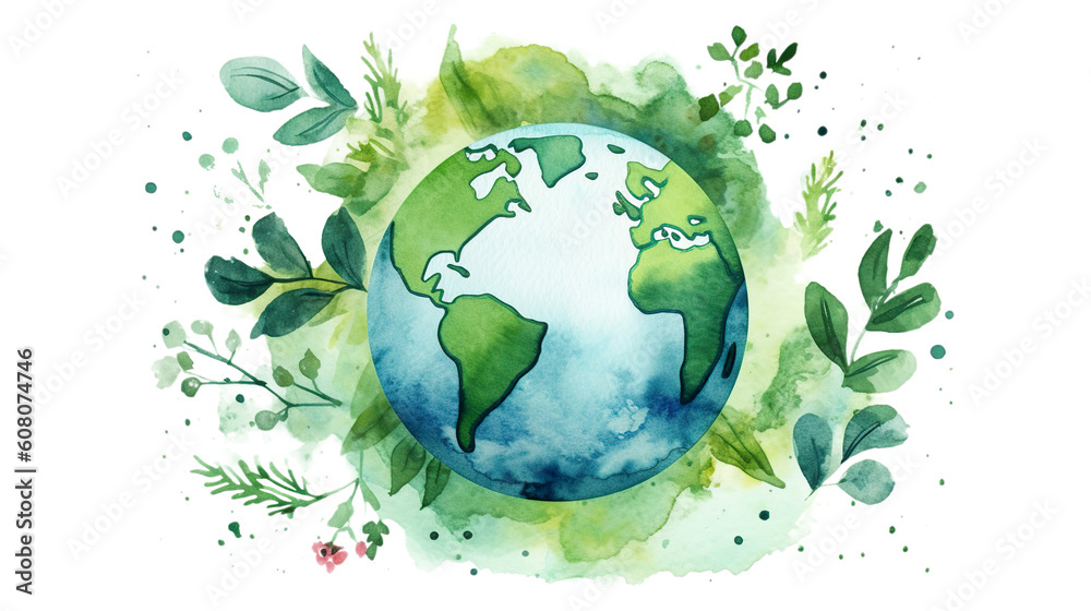 Free watercolor earth day background, generat ai