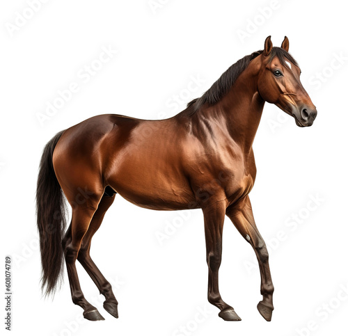 Bay sport horse isolated on Transparent background  generate ai