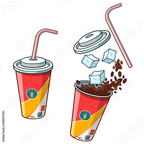 Fast food drink cup vector illustration.