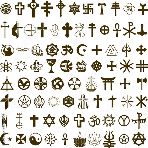 vector. various religious symbols tatto