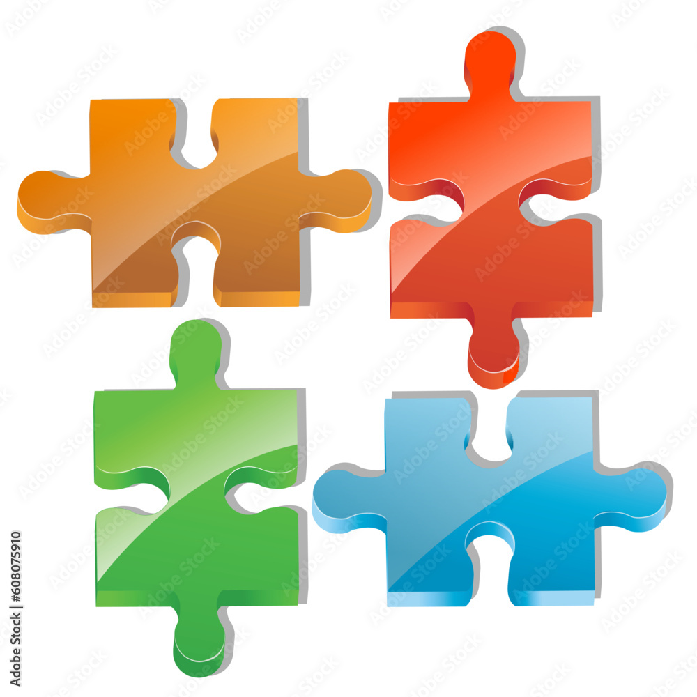Obraz premium illustration of pieces of jigsaw puzzle on isolated background