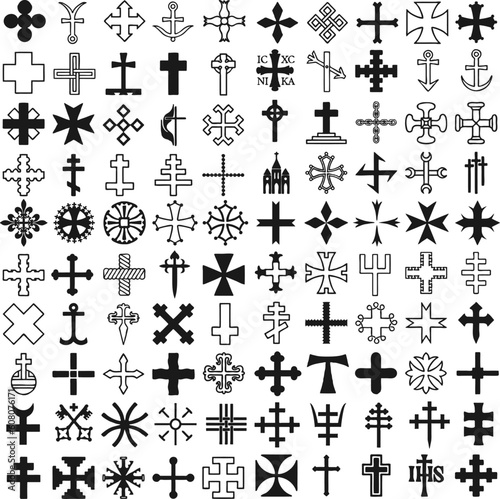 Set Crosses vector. various religious symbols