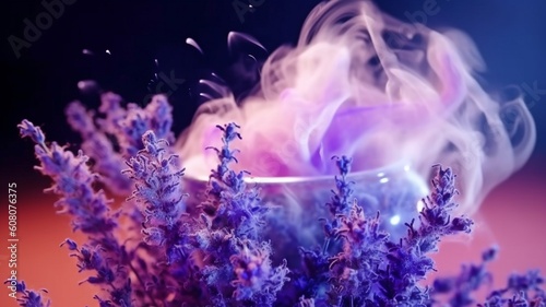 Lavender is enclosed in perfume smoke. GENERATE AI