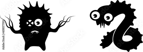 bacteria worms vector collection silhouette on white background