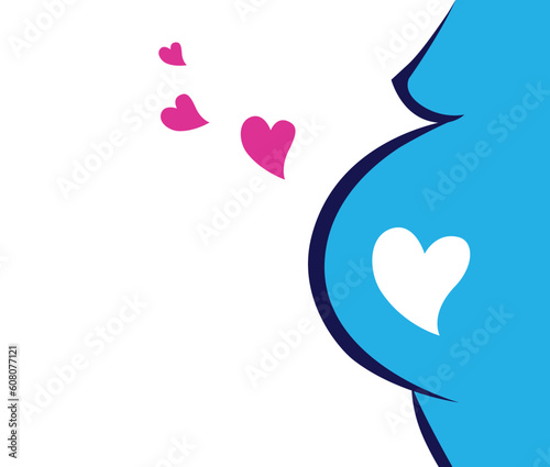Great expectation of baby boy! Stylized vector illustration of pregnant woman isolated on white background.