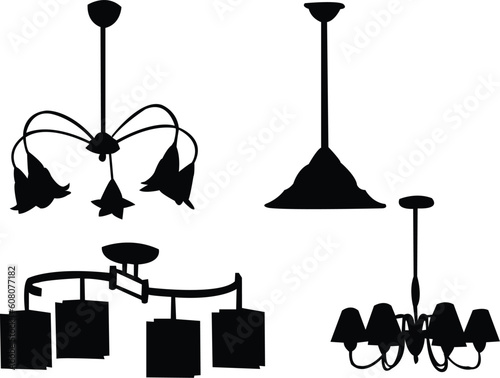 chandelier silhouette - vector