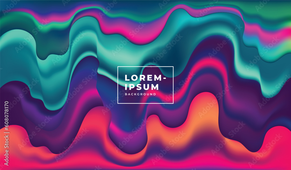 Colorful abstract wavy liquid background template copy space. Fluid ...