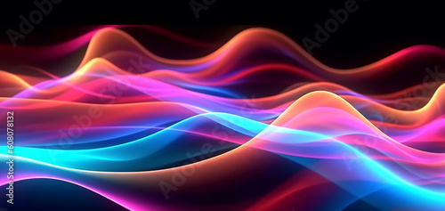 wavy neon light motion effect background. generative ai