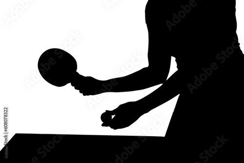 Digital png silhouette image of woman playing table tennis on transparent background