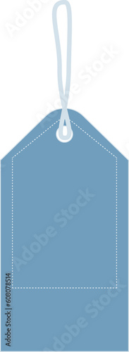 Digital png illustration of blue name tag with copy space on transparent background