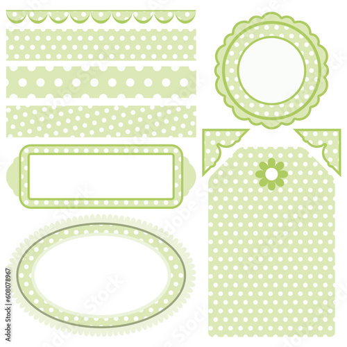 Set of green elements for design. Dots.