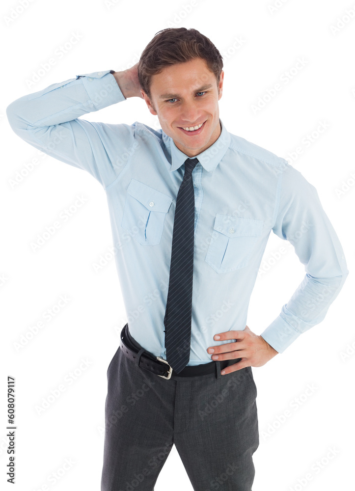 Digital png photo of smiling caucasian businessman on transparent background