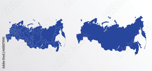 Russia map vector illustration. blue color on white background