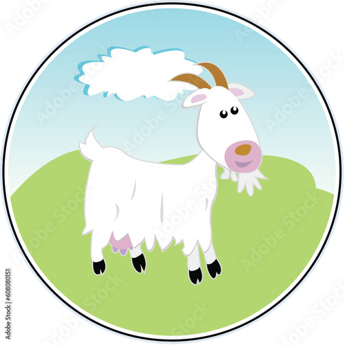 Happy Goat - funny vector illustration